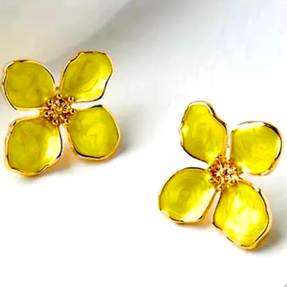 LOFT Oversized Flower Stud Yellow Earrings